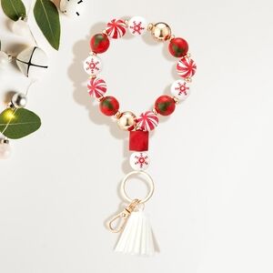 Festive Beaded Keychain with Tassel